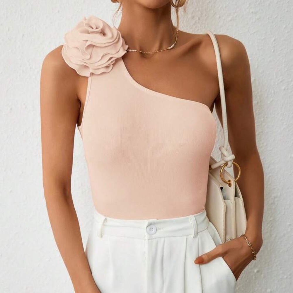 Elegant One-Shoulder Pink‎ Top